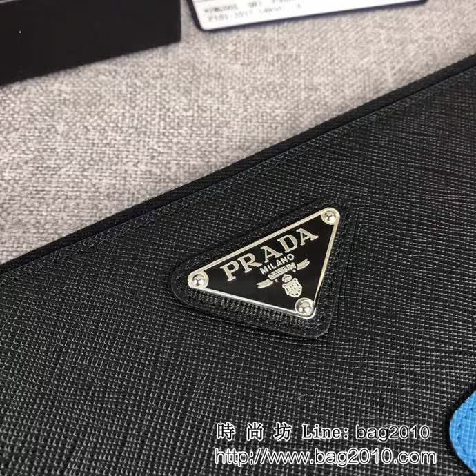 PRADA普拉達 專櫃最新款式 十字紋牛皮 限量版男士手包 2NG005 DD1141